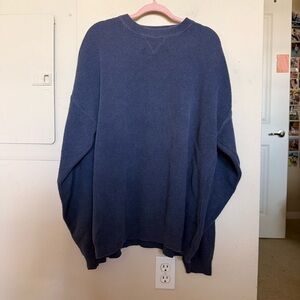 Eddie Bauer Navy Blue Cotton Knit Sweater XL Made in USA Oversized
